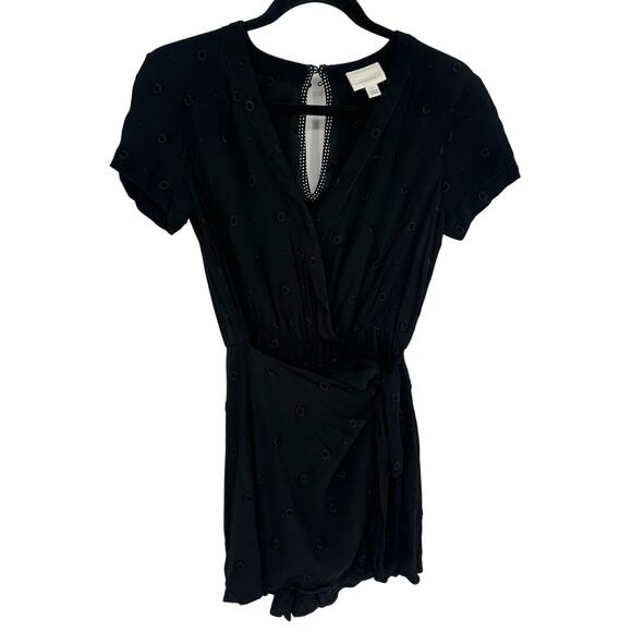 Anthropologie Ettwa Greenbrier Embroidered Romper Black Short Sleeve Bohemian XS - Picture 2 of 9